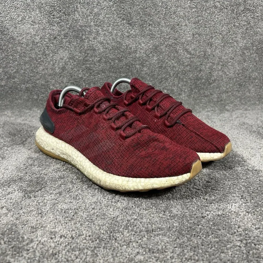 Adidas PureBoost BA8895 Mens Size 10.5 Burgundy Red Athletic Running Shoes Used